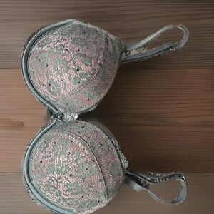 ☕️VICTORIA'S SECRET DREAM ANGELS RHINESTONE BLING PUSH-UP UNDERWIRE BRA SIZE 32C